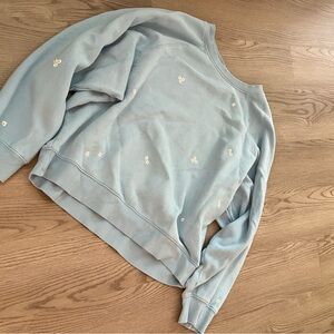 Light Blue Sweatshirt with Embroidered Details